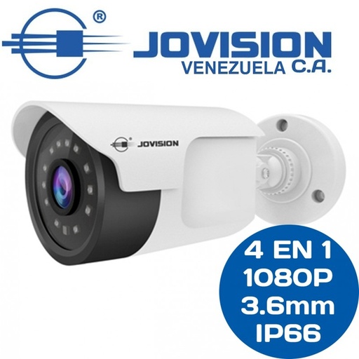 Camara Bullet Jovision 4en1 AHD/TVI/CVI/CVBS 1080p 2mp 3.6mm IP66 JVS-A815 Interior-Exterior