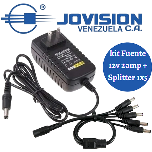 Kit Fuente Transformador 12V 2 Amp + Pulpo Splitter 1x5